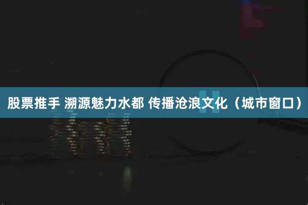 股票推手 溯源魅力水都 传播沧浪文化（城市窗口）